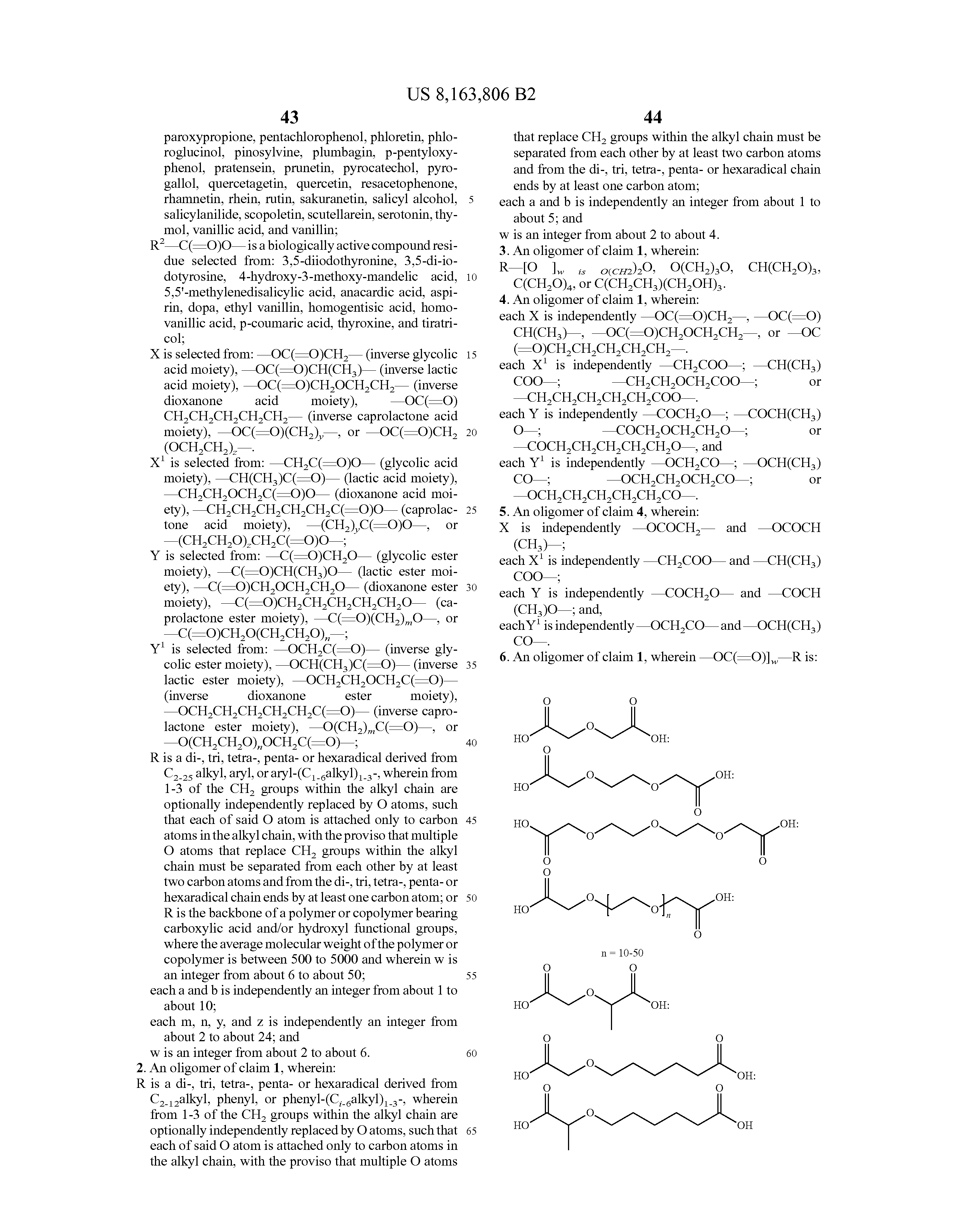 Patent US8163806 - Controlled release of biologically Patent US8163806 - Controlled release of biologically