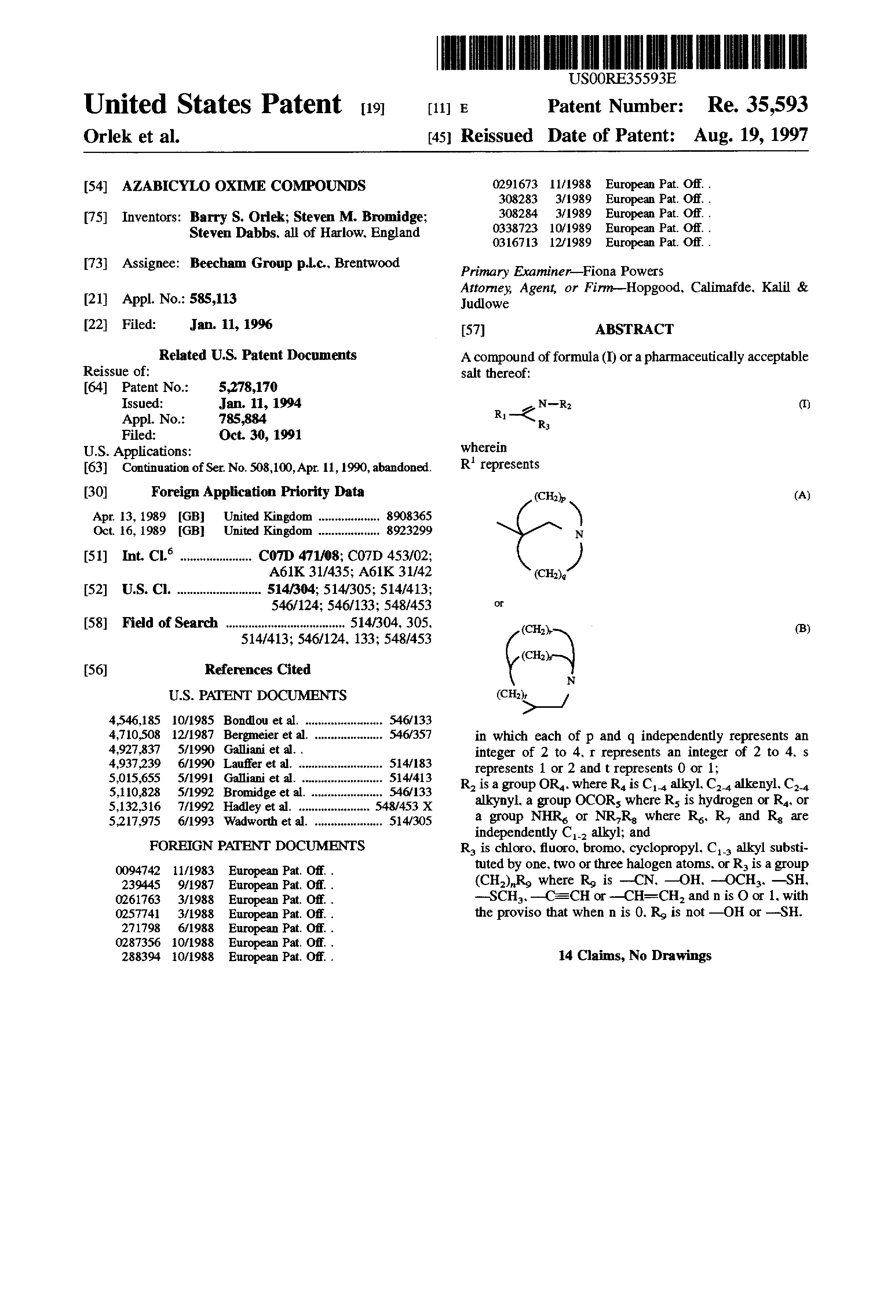azabicylo oxime compounds